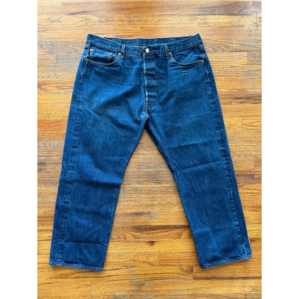 Levis 501 Original Fit Button Fly Jeans Men’s 42x30 Dark Wash Denim